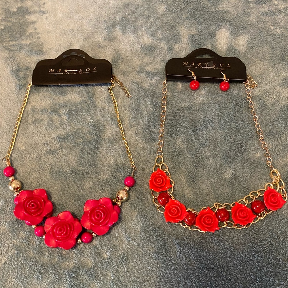 2 for 1 necklaces with matching earrings